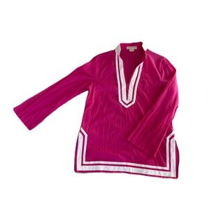 Michael Michael Kors long sleeve tunic top pink white 10